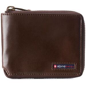 Alpine Swiss Unisex RFID Safe Zipper Wallet Genuine Leather Zip Around Bifold